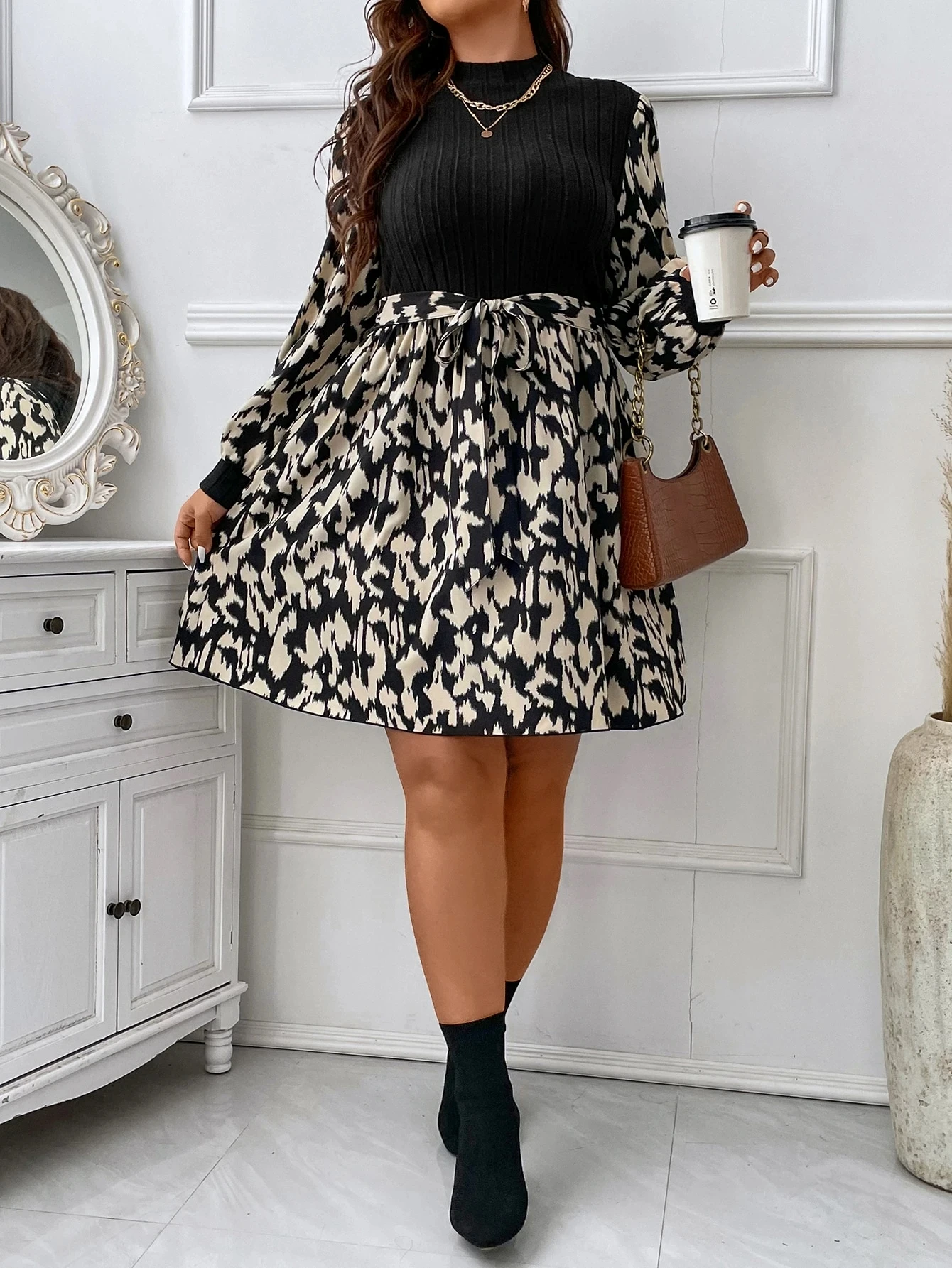 Abiti stampati casual da donna oversize eleganti alla moda taglie forti