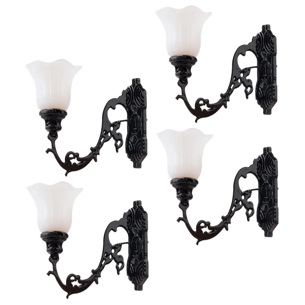 4 pezzi lampada da parete per casa delle bambole mini luci fai da te ornamento giocattolo lampada modello lampade esterne per materiali da tavolo con sabbia