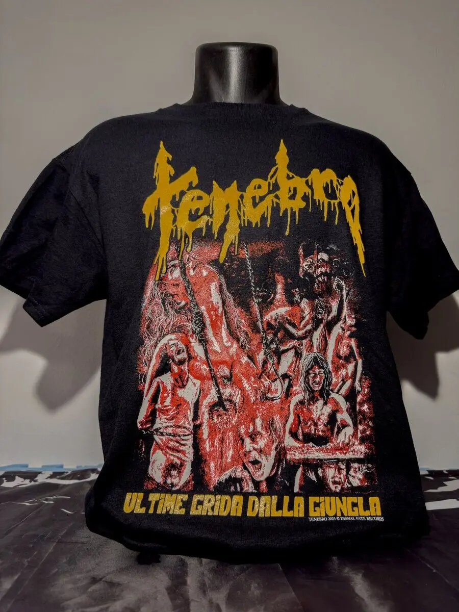 DARK T SHIRT last cries from the jungle L death metal MORTICIAN IMPETIGO