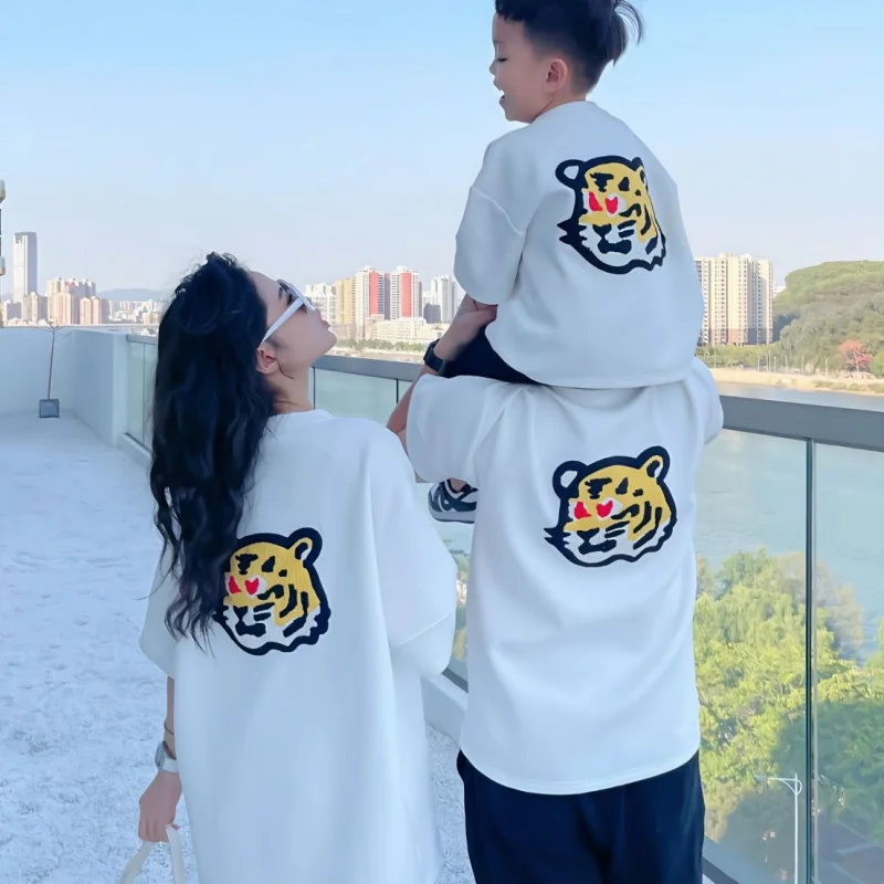 

Baby Children's Romper Adult Kids Cotton T-shirt for Dad Mom Daughter Son Matching Clothes Outfits Tiger Print Family Tops