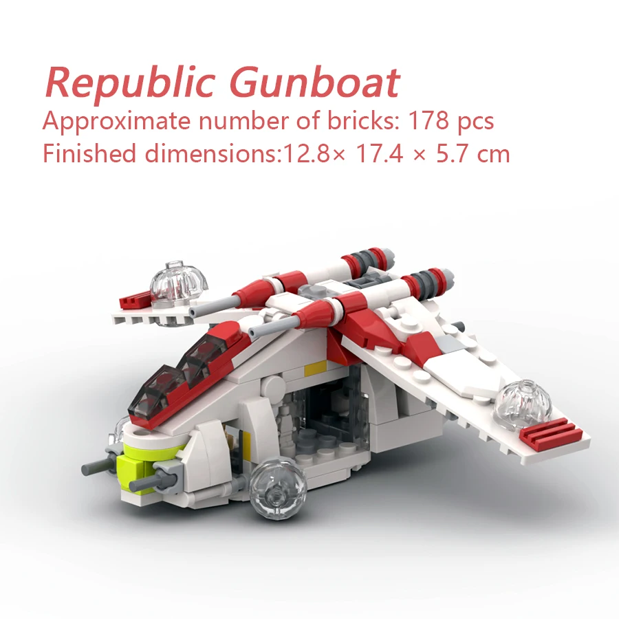 MOC اللبنات غالاكسي كلاش الخيال العلمي العسكرية Coruscant الحرس جمهورية Gunboat الصبي 178 قطعة نموذج تجميع الطوب لعبة أطفال #1