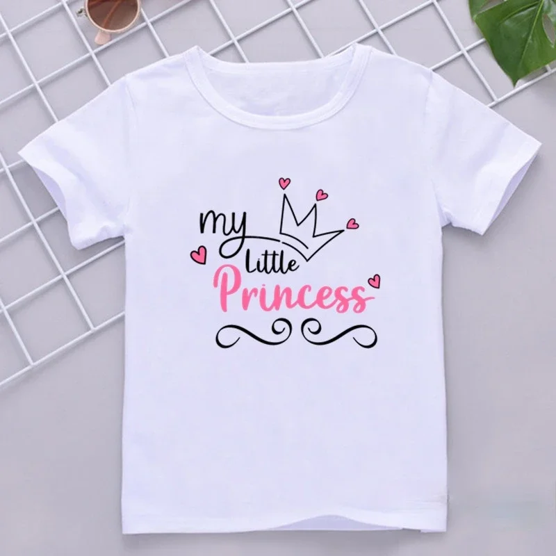 Crown Princess T Shirt Kids Girls Clothes White Short Sleeve T-shirt Summer Casual Children Clothing Baby Tops