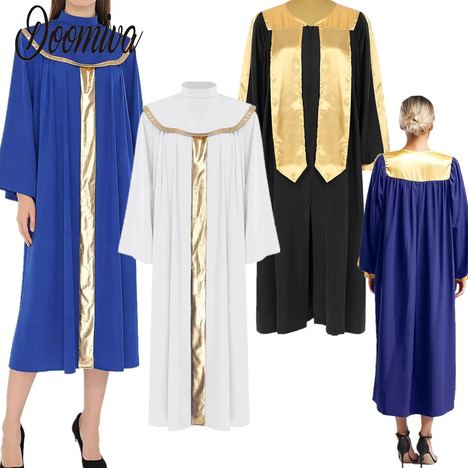 

Women Men Church Choir Pastor Robe Cassock Halloween Party Priest Cosplay Costume Long Sleeve Liturgical Worship Dress Vestments