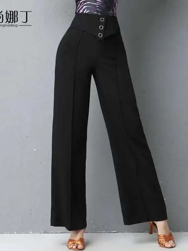 انخفاض سعر السراويل الرقص اللاتينية المرأة الجديدة عالية الخصر التخسيس الوطنية القياسية الحديثة الرقص بنطال ذو قصة أرجل واسعة Jibat