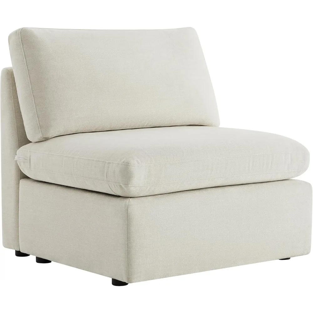 

Modern Upholstered Middle Module for Modular Sectional Sofa Couch Accent Armless Chair Linen Home Furniture Living Room