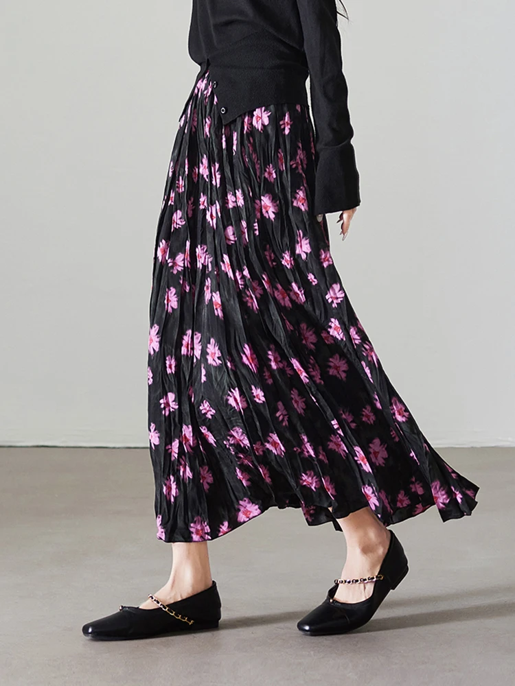 

Spring Summer Women's New High Waisted Irregular Printed Skirt Fashionable Vacation Elastic Waisted A-line Skirt S373