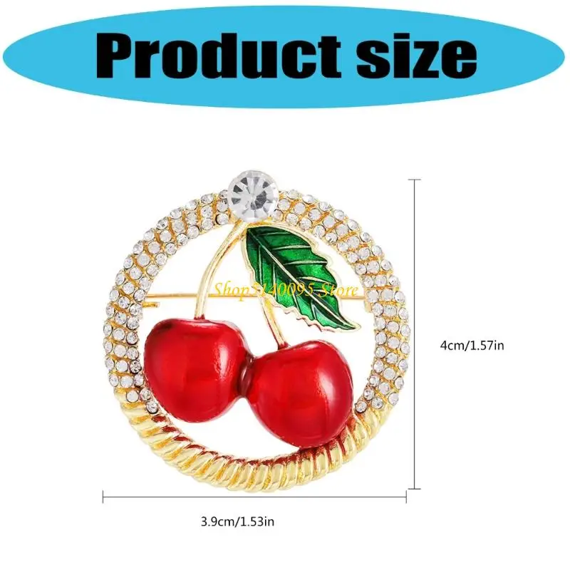 DXAE Rhinestones Cherry Brooch Pin With Secure Clasp Elagant Brooch For Dresses And Cardigans Women Formal Event Jewelry
