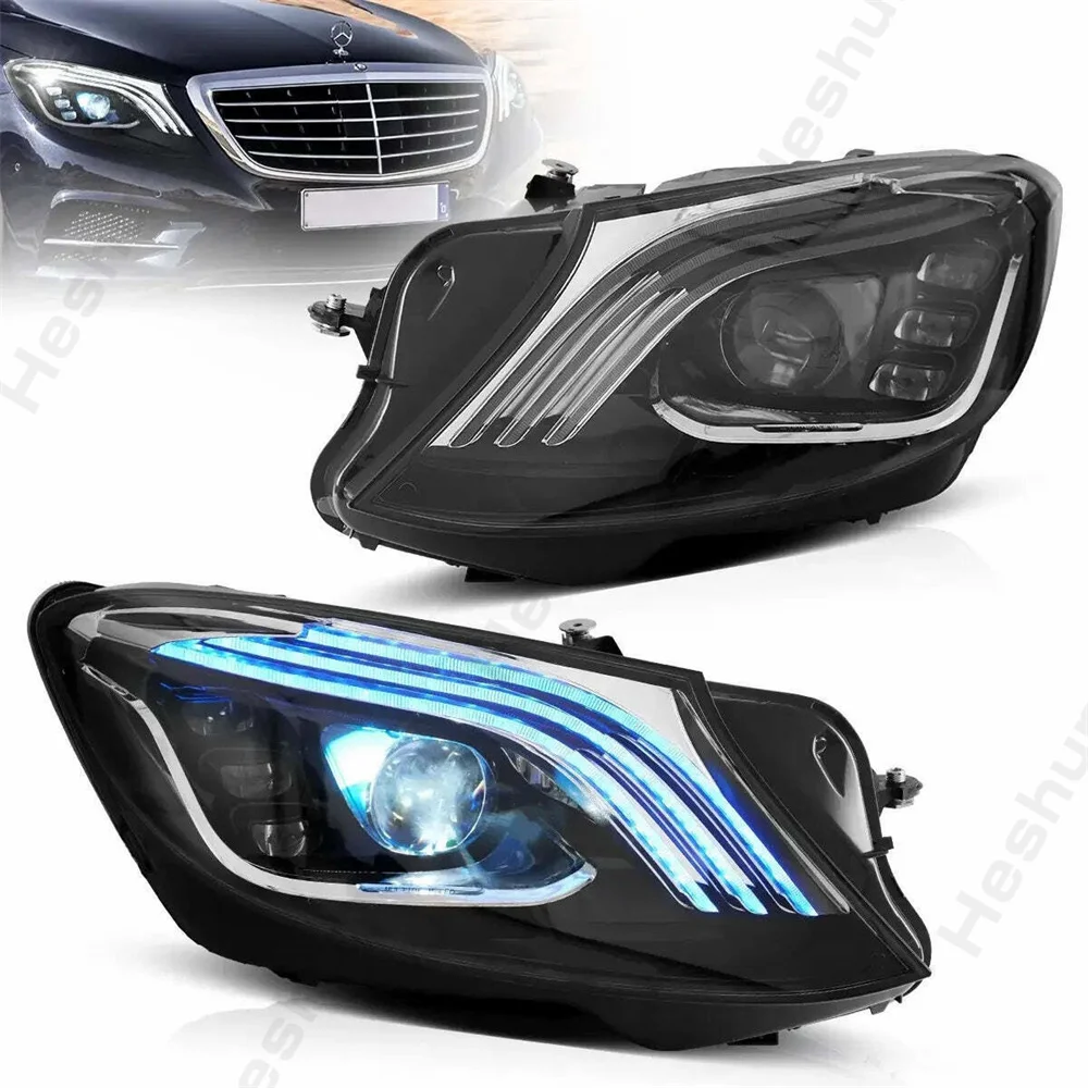 Full LED Headlights Upgrade Head Lamps For 2014-2015-2016-2017 Mercedez Benz S-Class Full Led Headlights DRL Sets w/Animation