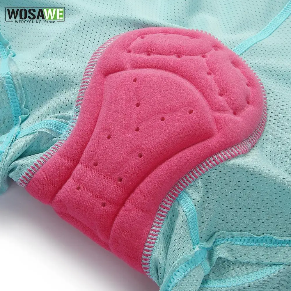 WOSAWE Women Cycling Shorts Bicycle Underpants 3D Gel Padded MTB Bike Short Pants for Gilrs Ladies High Waistline Sports Shorts