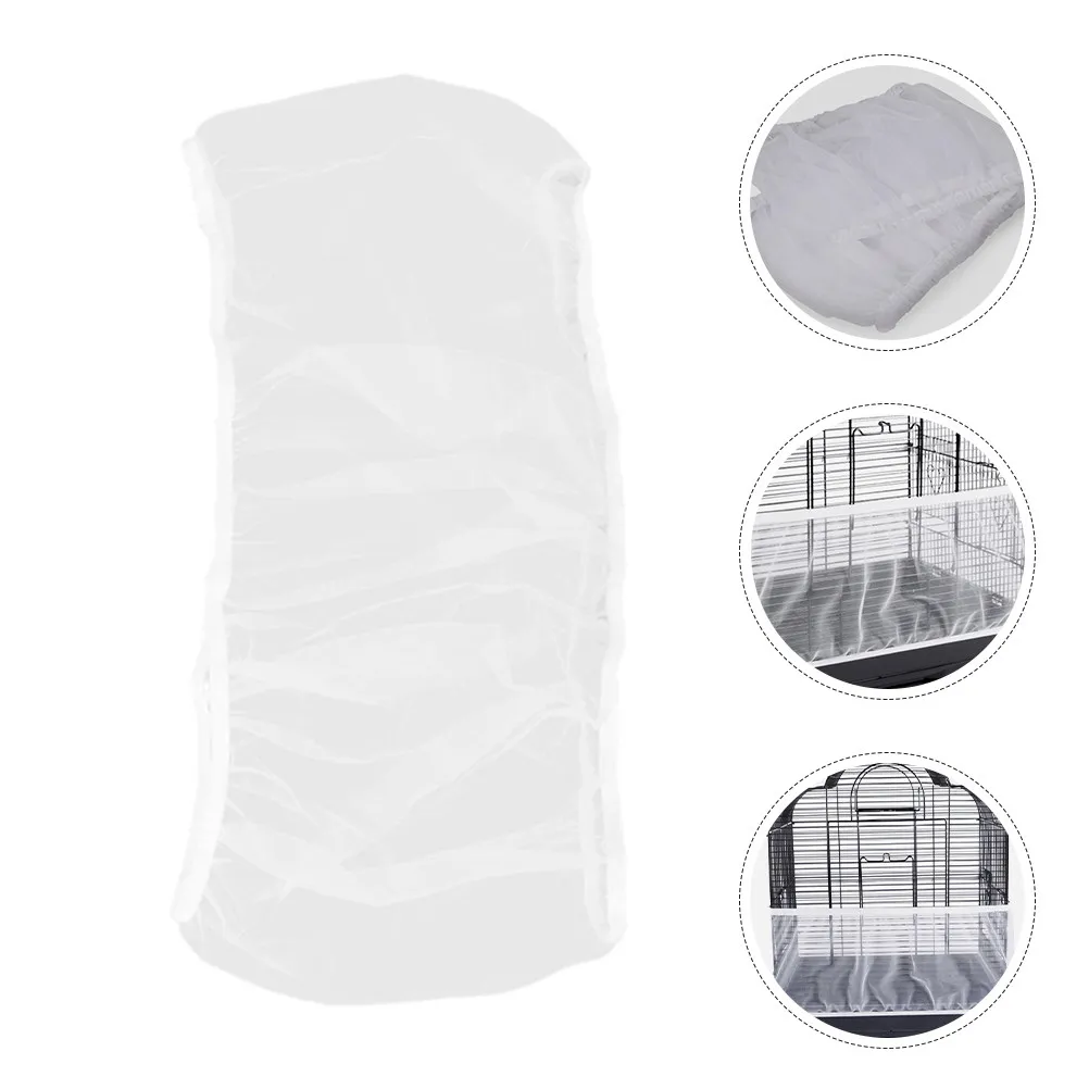 Reusable Bird Cage Cover Nylon Mesh Net Skirt for Small Bird Cages Parakeet Cage Accessories Breathable Dust Debris Guard Night