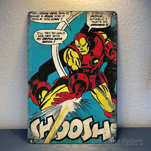 The Invincible - Retro-Comic-Metallposter-Schild in der Größe:
