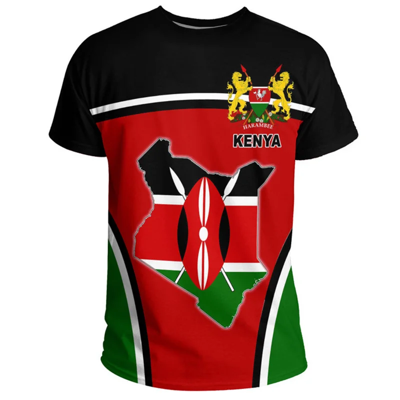 Kenya National IndependenceDay 3D Printed T Shirt The Republic-of Kenya Emblem Falg Graphic Short Sleeves Vintage Tee Shirts Top