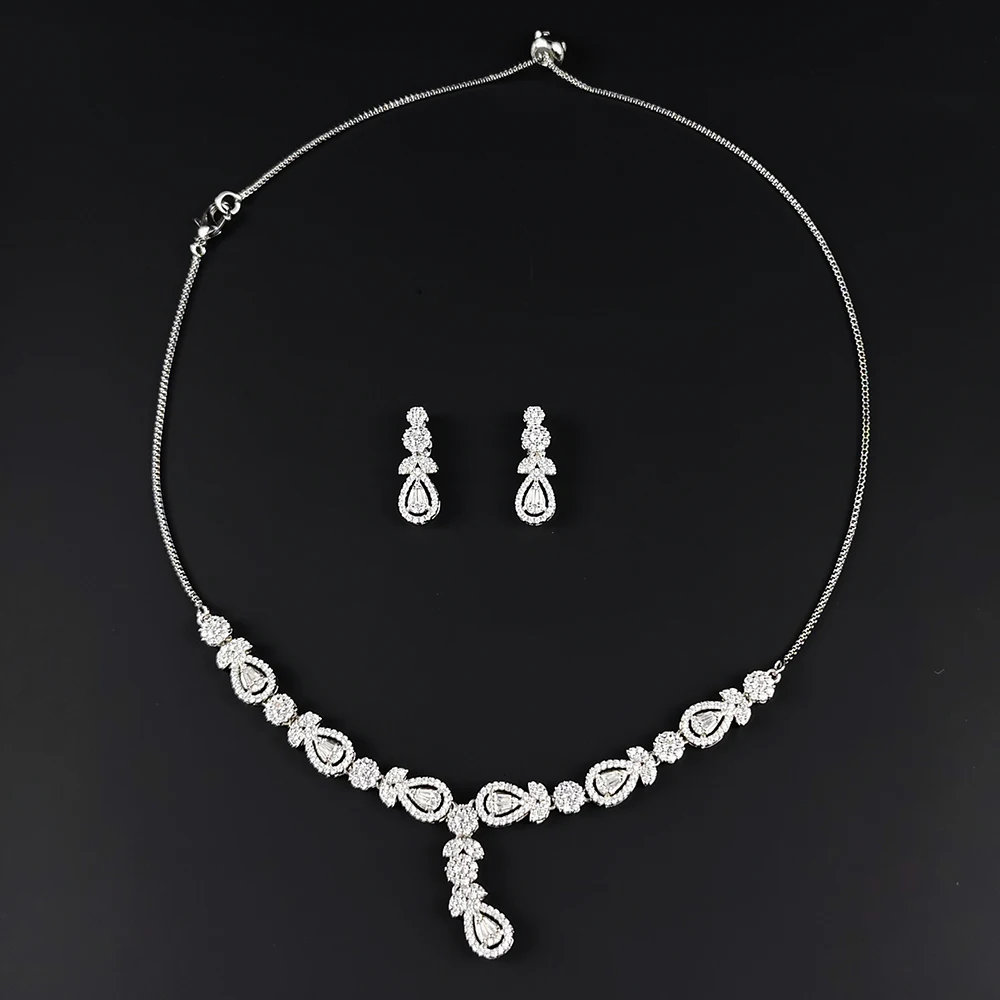 2pcs Per Set 2023 New Luxury Pear Bridal Jewelry Set for Women Anniversary Gift Jewelry Wholesale J8018