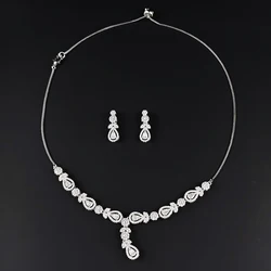 2pcs Per Set Luxury Pear Bridal Jewelry Set for Women Anniversary Gift Jewelry Wholesale x7976-e7967