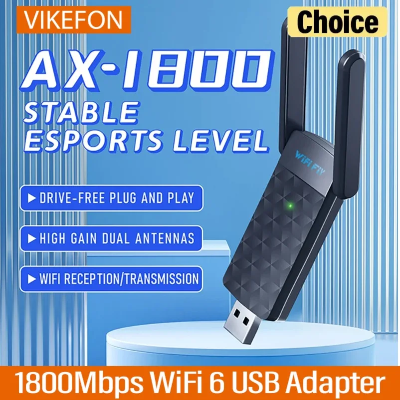 

USB-адаптер Wi-Fi 6 5G/2,4 ГГц, 1800 Мбит/с, USB3.0, беспроводная сетевая карта 802.11ax, антенна с высоким коэффициентом усиления для Windows 10 11
