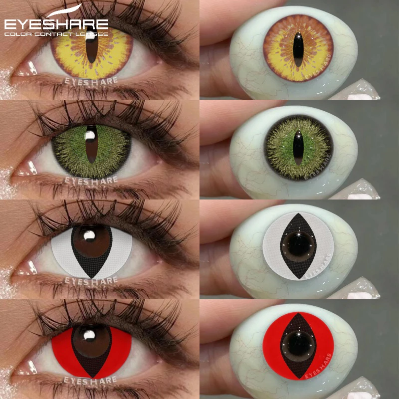 D'ORELLA 1 Paar Halloween-Kontaktlinsen für Augen, Cosplay-Linsen, Anime-Zubehör, Linsen, gelbe Linsen, rote Kontakte, weiße Linse