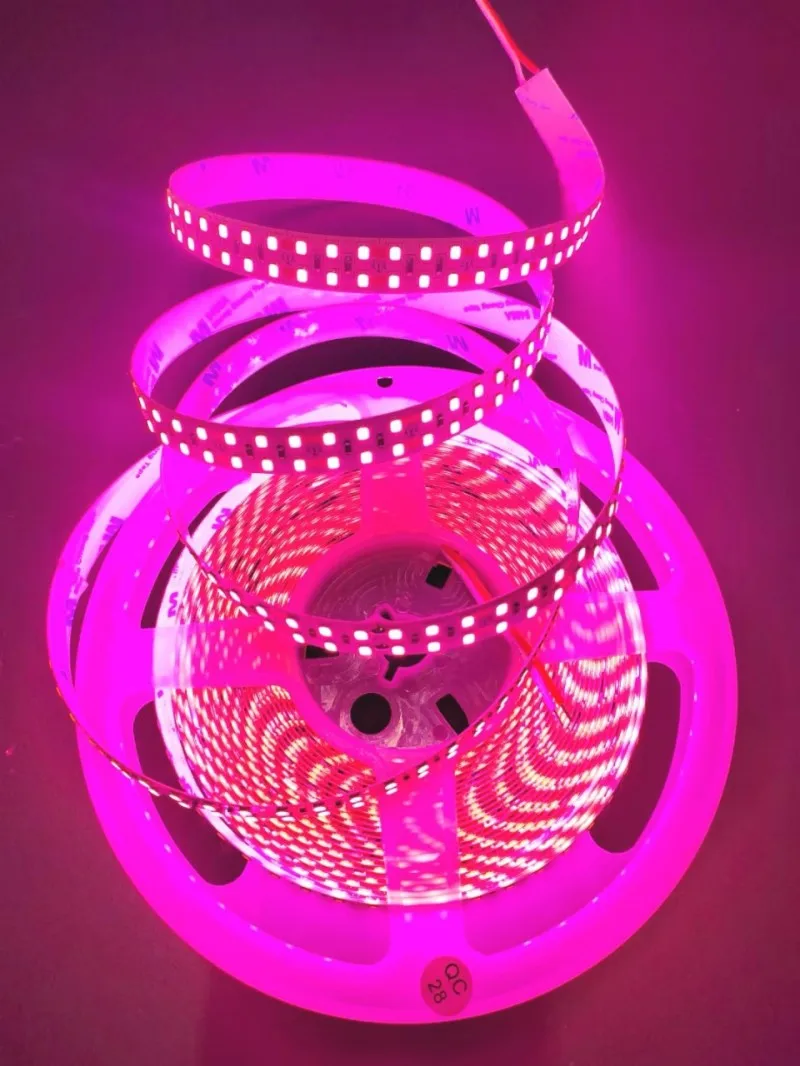 Imagem -03 - Fileira Dobro 2835 Conduziu a Tira Clara Brilho Flexível Alto Morno Frio Branco Vermelho Azul Gelo Verde Cor-de-rosa 10m 15 mm Pwb 24v 240leds m a