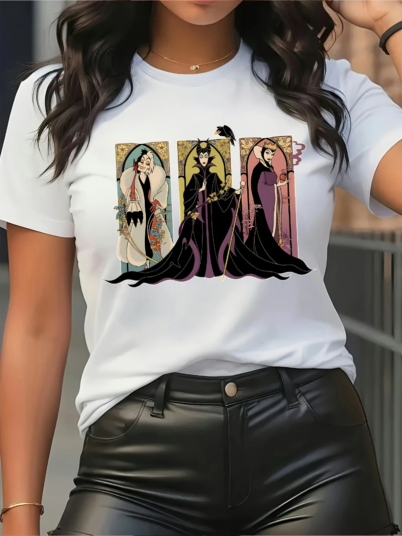 تي شيرت نسائي من سلسلة Disney Evil مع Jafar، Cruella، Ursula، Jafar - زي Dark Fantasy لمحبي Disney