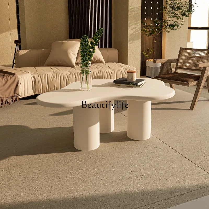 

ls 04 Cloud Cream Wind Solid Wood Coffee Table Living Room Special Shaped Wabi Sansi Wind Table
