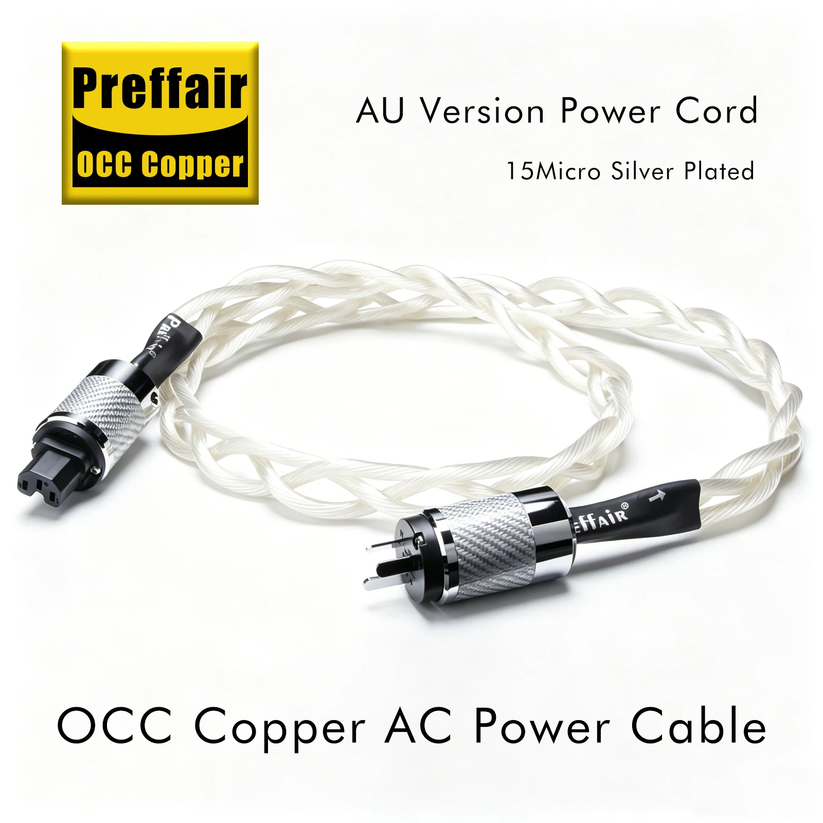 

Preffair X402 OCC Copper Audiophile Power Cable with Rhodium Plating Plug US / EU /AC/UK HiFi Audio Amplifier DAC Filter