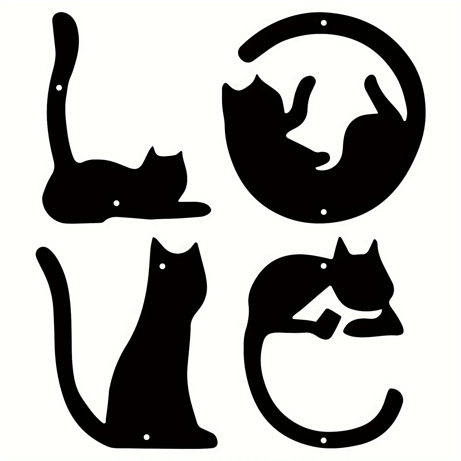 HelloYoung 4pcs/set Cute Cat Metal Wall Decor Abstract Home Wall Art  Room Decor Gothic Valentine's Day Decor Wall Sticker - view 5