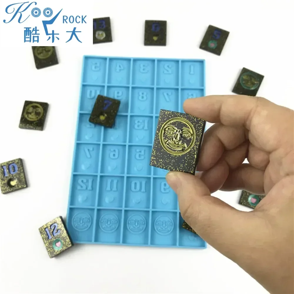 Israel Mahjong Silicone Mold, Mirror Face Domino Tile Resin Mold, Jewish DIY Handwork Drop Glue art Tool