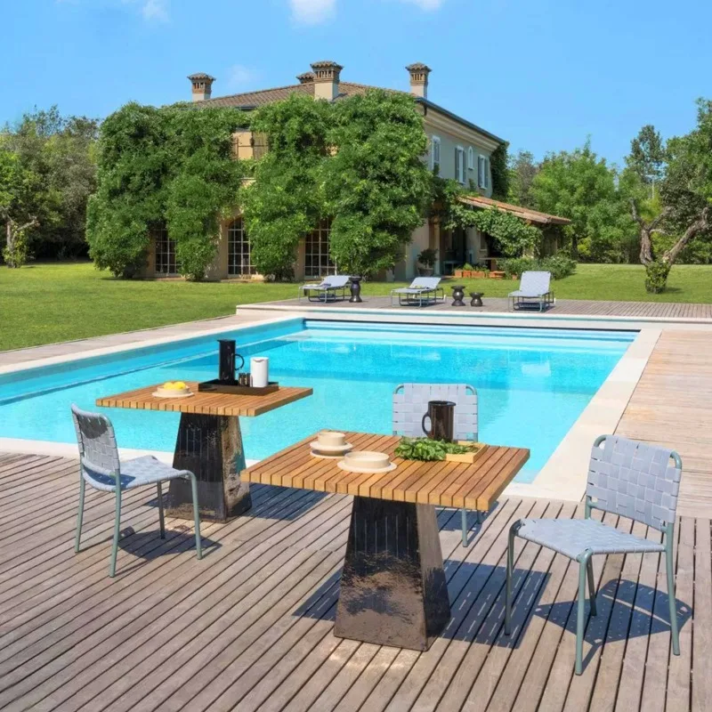 

Outdoor rattan tables and chairs Outdoor hotel cafe Leisure style Marble pattern kit Aluminum alloy courtyard dining combination