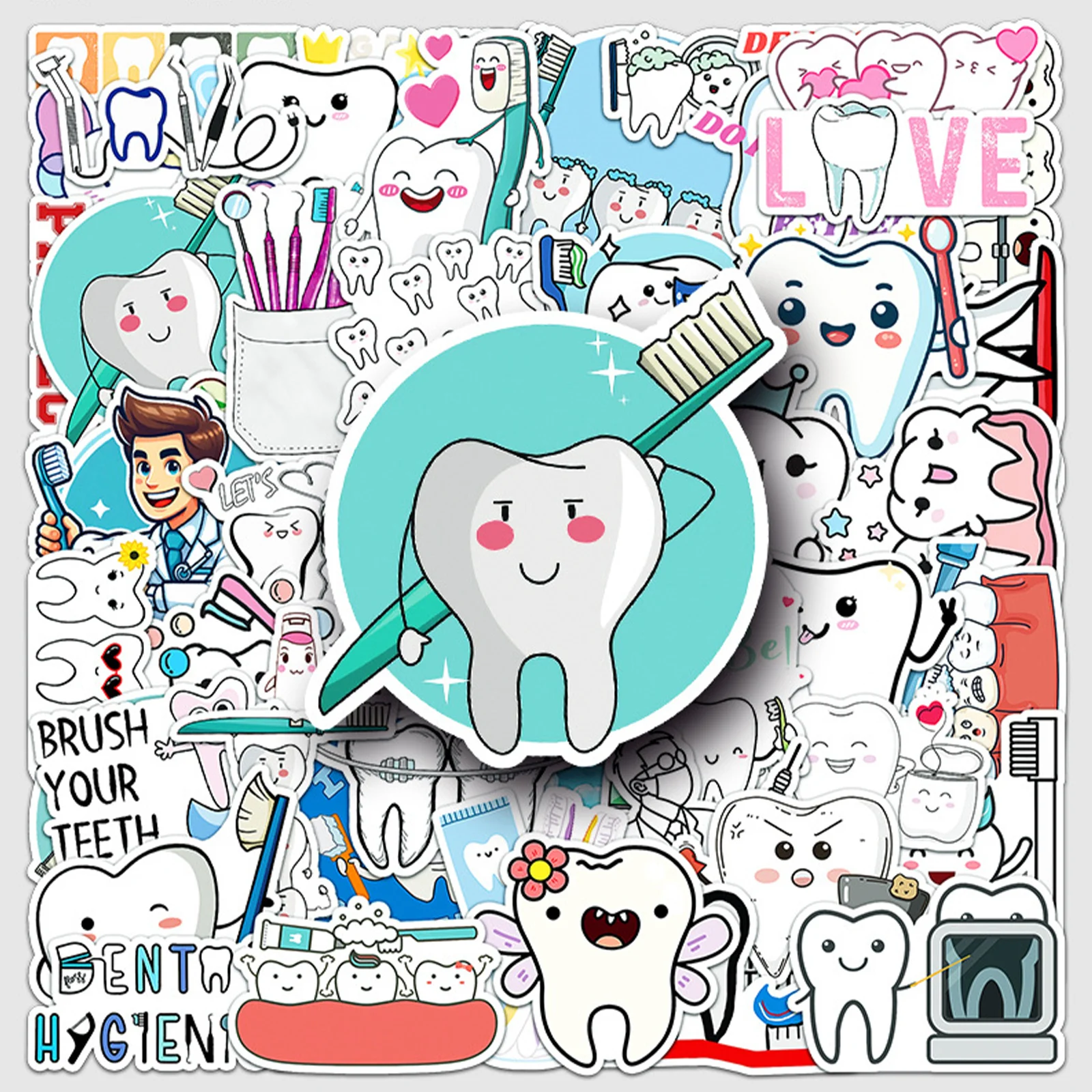 Love teeth graffiti stickers personality cartoon cute logo decorative water bottle luggage stickers creative trend