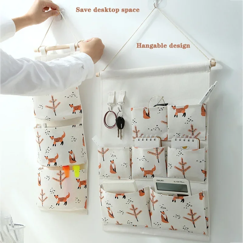 3/5/7 Pockets Cotton Wall Mounted Storage Bag Home Room Closet Door Sundries Clothes Hanging Bag Holder Cosmetic Toys Organizer