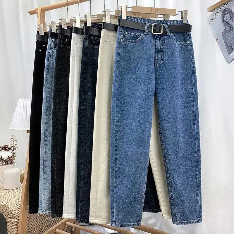 

High Waist Loose Slimming Denim Jeans Women's Fashion 2020 New Style Student Versatile Harajuku Dad Autumn Cucumber Pants