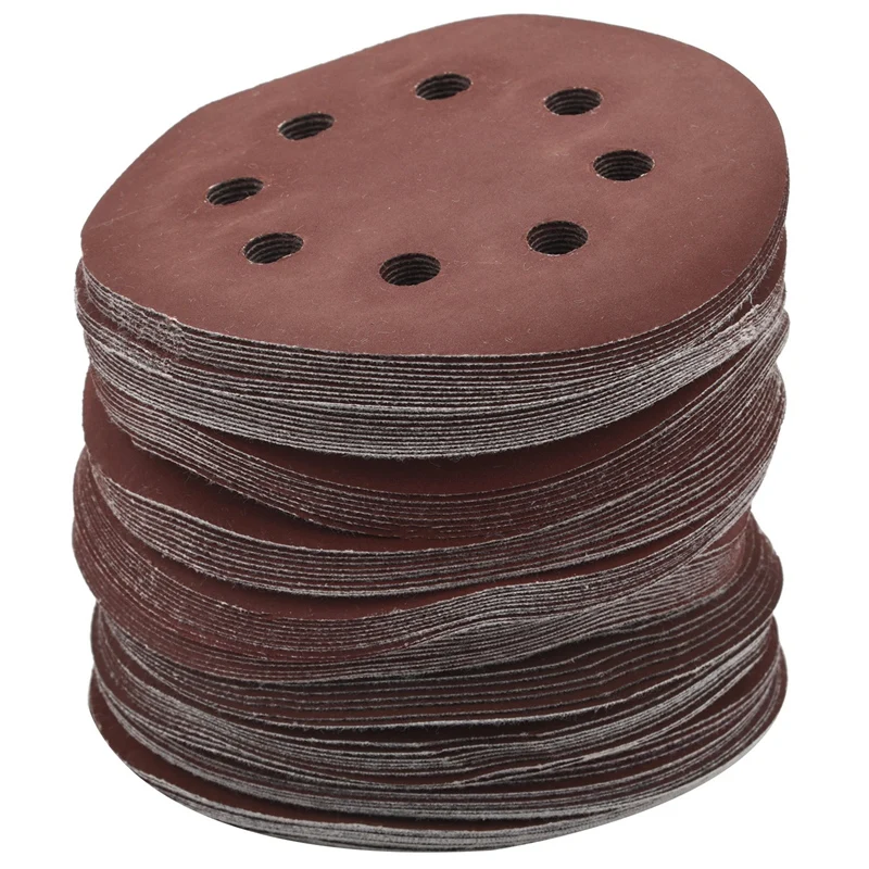 

100 PCS 5 Inch 8 Holes Hook And Loop Sanding Disc Sandpaper, 20 Pcs Each Of 600 800 1000 1500 2000 Grits Sand Paper For Random T