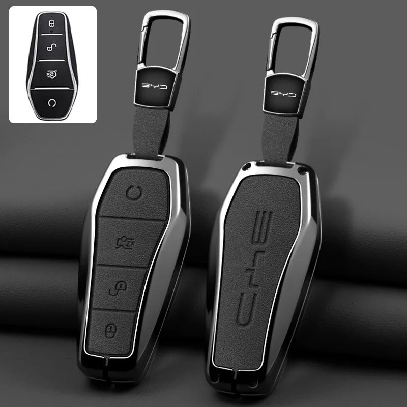 حافظة مفاتيح جلدية من سبائك الزنك للسيارة حامل لسيارة BYD Song Pro Tang Dm QIn PLUS MAX Yuan Atto 3 Han EV دولفين مفتاح السيارة الواقي #4