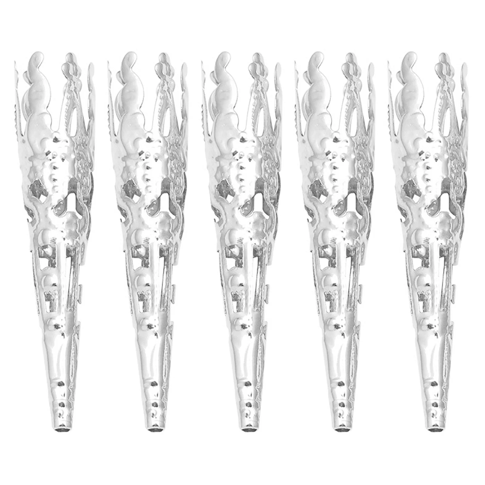 100 قطعة قبعات خرز زهرة طويلة 5-Petal الحديد المخاريط المجوفة لصنع المجوهرات Diy بها بنفسك المشاريع الحرفية نهاية قبعات معدنية تخريمية البوق #3