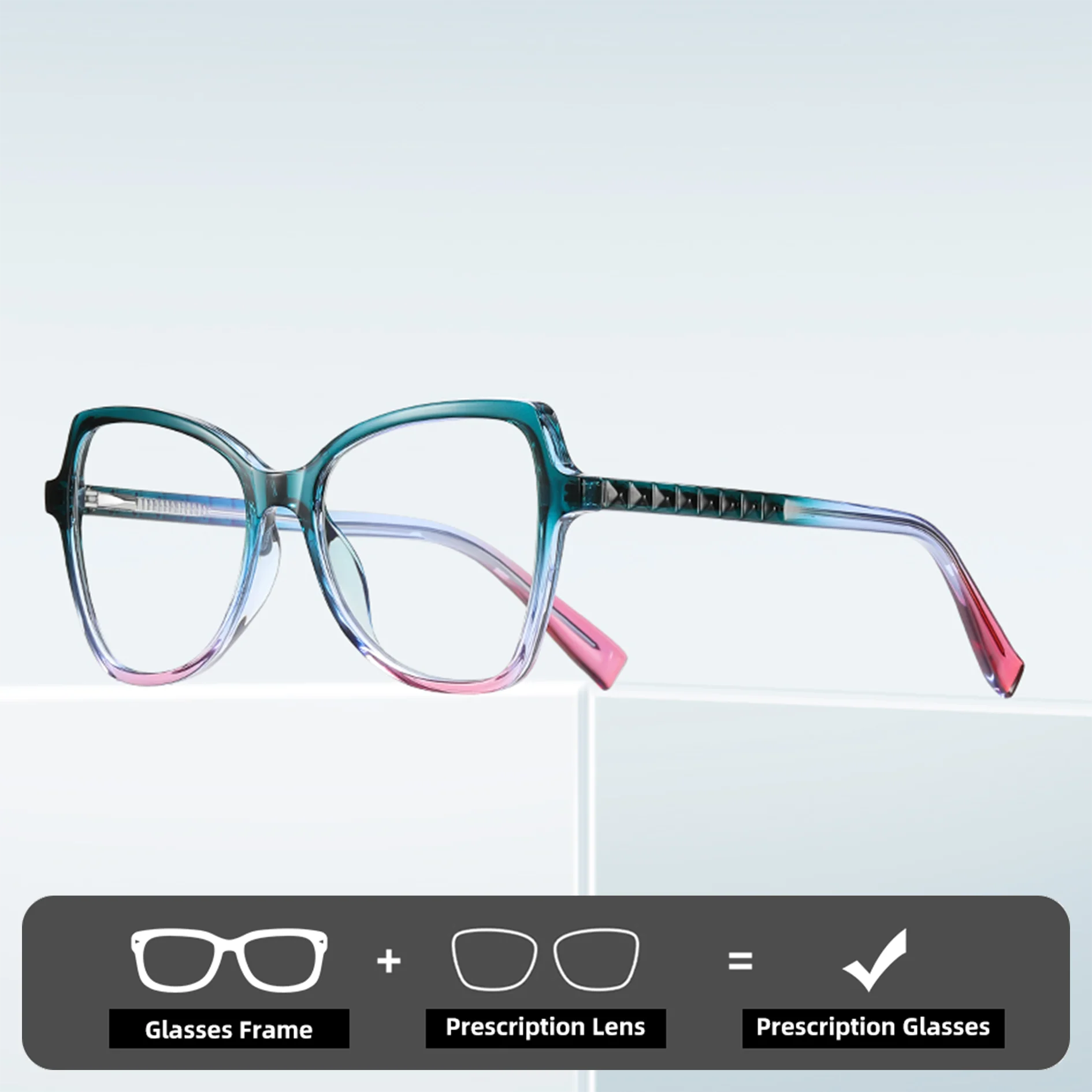 

Double Legend Fashion Butterfly Gradient Large Frame Prescription Glasses Women Anti-Blue Light Myopia Reading Glasses