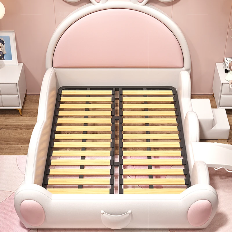 Cute Animal Shape Double Bed Frame Girls Modern Pink White Beds Queen Size Camas De Dormitorio Kids Bed Set Furniture