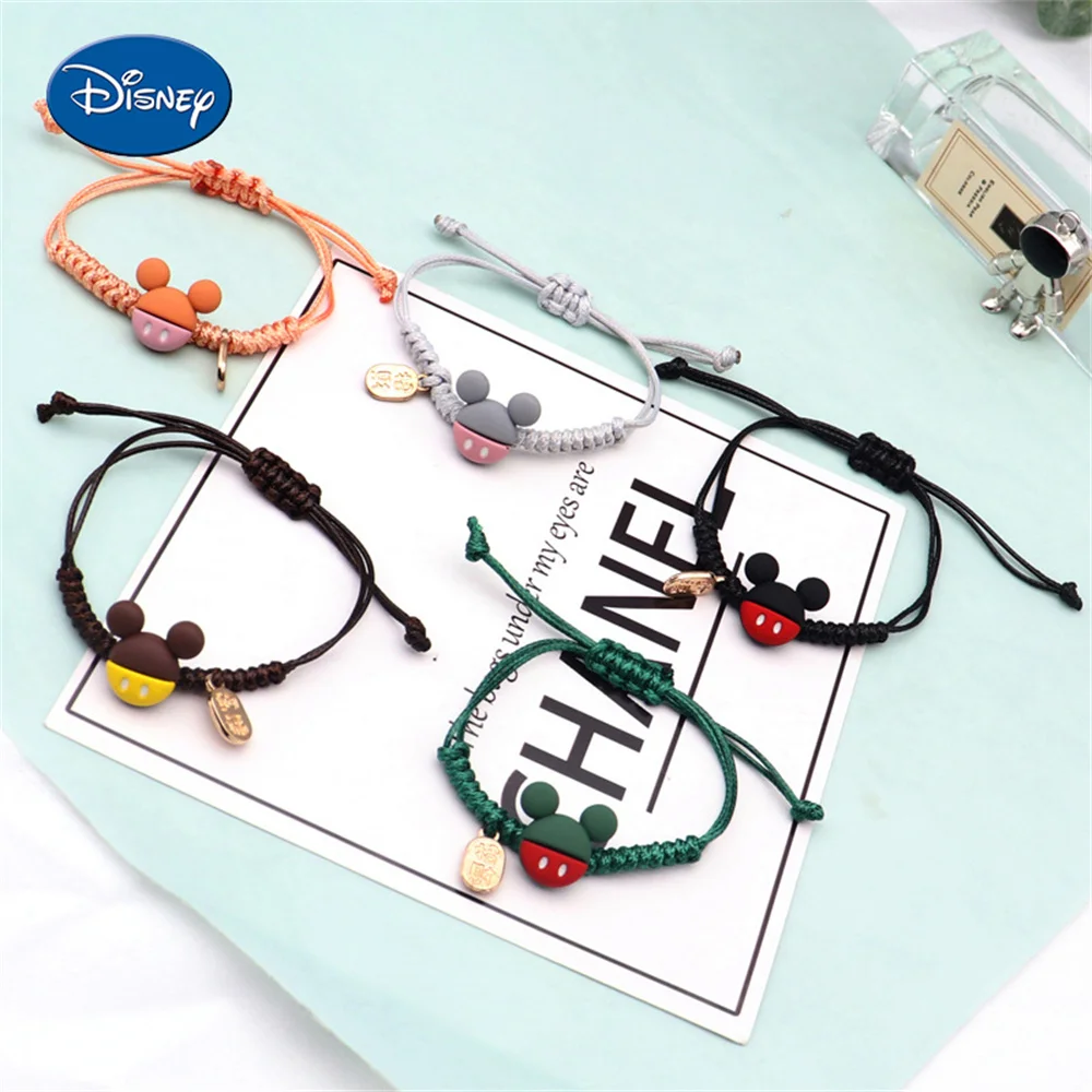 Disney Hand-Woven Bracelet Cartoon Mickey Mickey Student String Couple Candy Color Cute Bracelet Delicate Bracelet Girl Gift