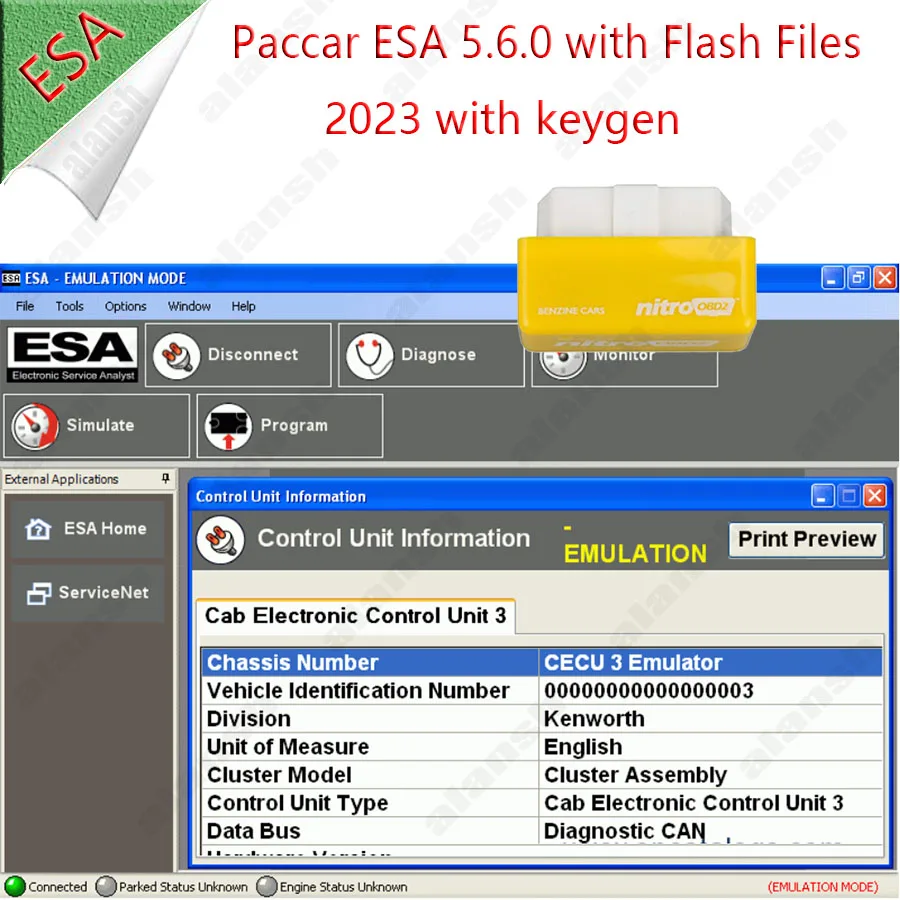 For Paccar ESA 5.6.0 with Flash Files 2023 with Keygen Electronic Service Analyst + Nitro