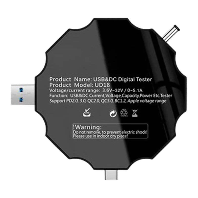 UD18 Tragbare USB C Digital Multimeter Spannung Strom Tester für Typ C Gerät Unterstützung PD2.0/3,0 QC2.0/3,0 Protokolle