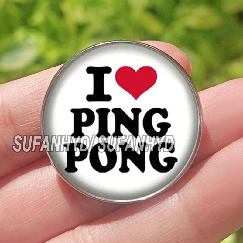 Stainless Steel I Love Table Tennis Brooch Pingpong Pins for Backpack Popular Athletic Sport Jewelry Women Men Pins