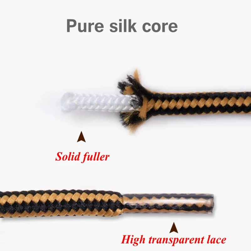 1 Pair Martin Boots Shoe Laces Round Stripe Shoelaces Anti-slip And Wear-resistant Mountain Climbing Sports Shoelace Cotton