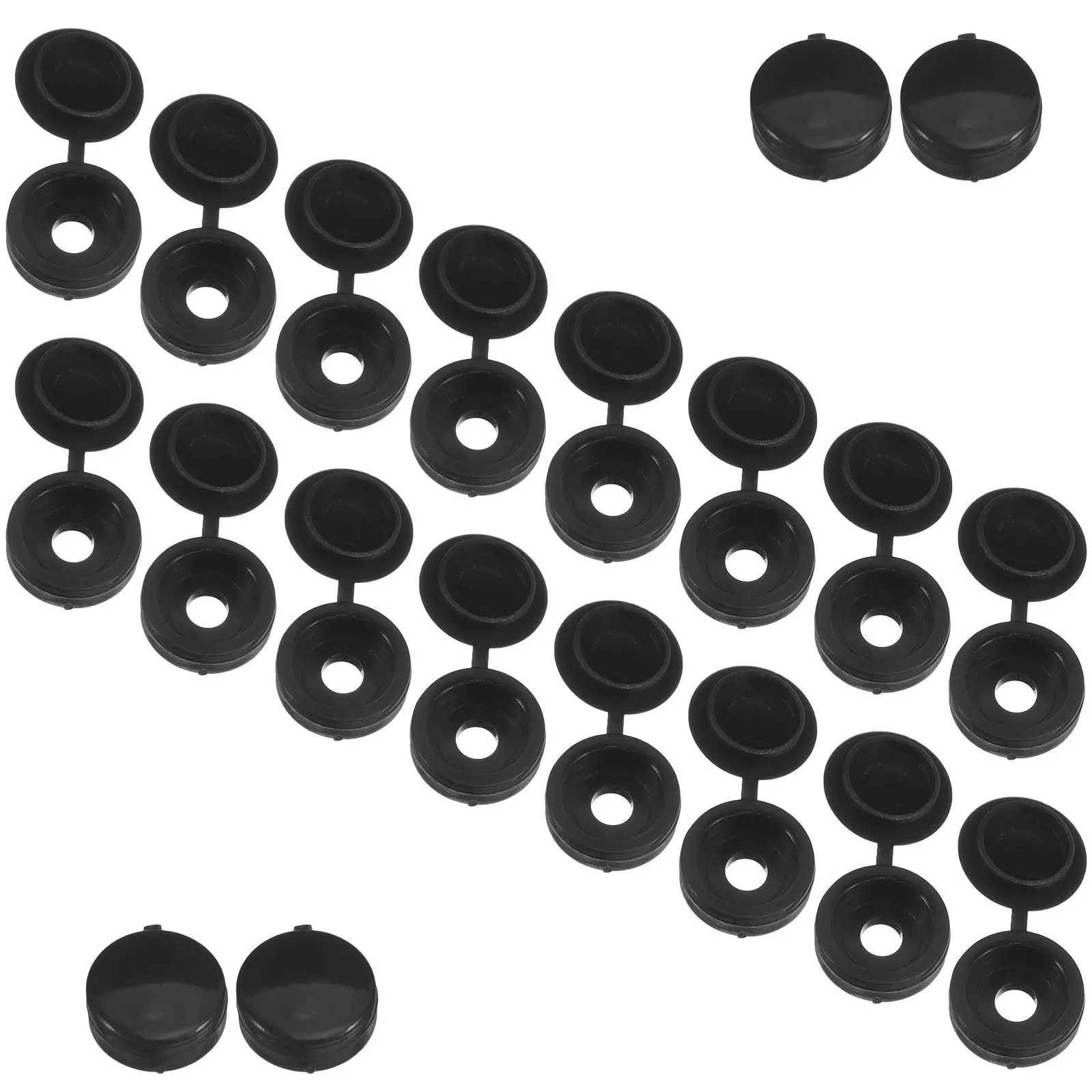 300Pcs Black Plastic Screw Caps Hinged Covers Decorative Furniture Screw Hole Protection Caps Screws Decorative Cap