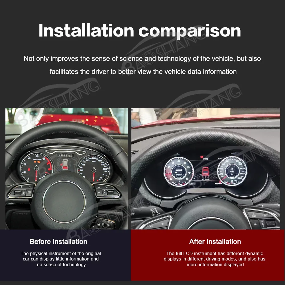 Panel Instrumen Digital 12,3 Inci untuk Mobil A3 2014-2020, LCD Dashboard, Speedometer, Kokpit Player