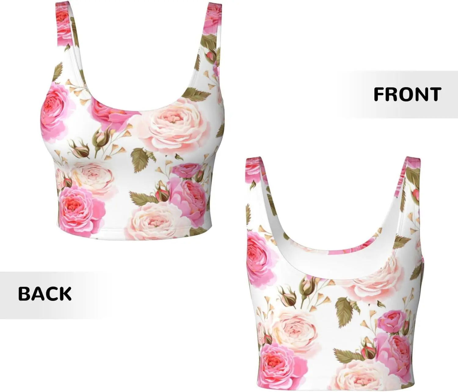 Rose Flower พิมพ์ผู้หญิงเสื้อกล้ามออกกําลังกาย Racerback เสื้อกีฬาแขนกุดสําหรับยิมกีฬาโยคะ