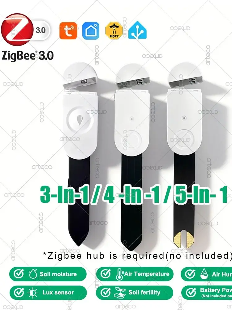 Zigbee Bodemtester Vochtsensor Temperatuur-vochtigheidsmeter Luminantie Vruchtbaarheidsdetector Voor Tuya Smart Life Z2MQTT Automatisering - afbeelding 2