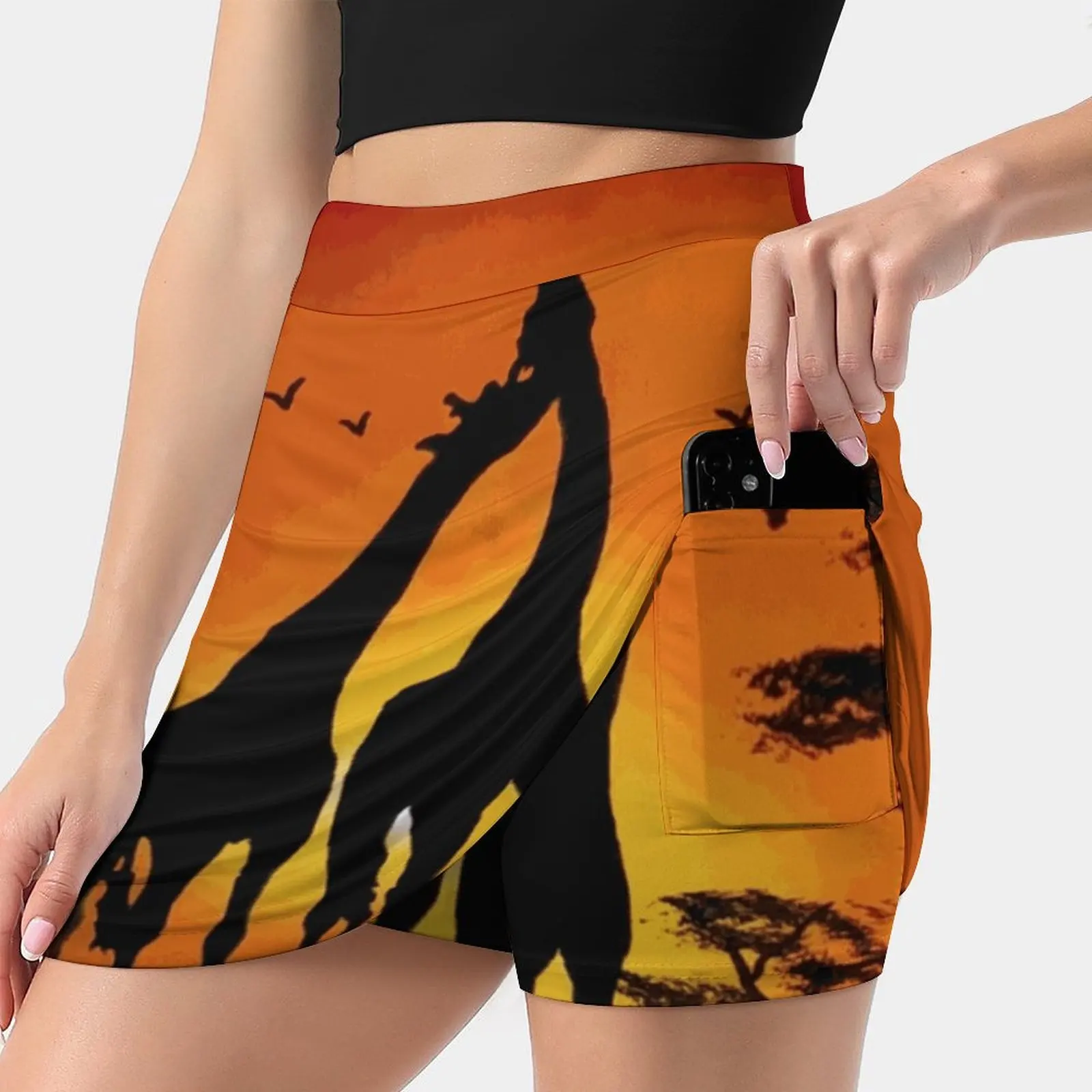 Giraffe Love Women'S Fashion Sporting Skirt With Pockets Tennis Golf Running Skirts Giraffe Love Giraffe Love Safari Africa