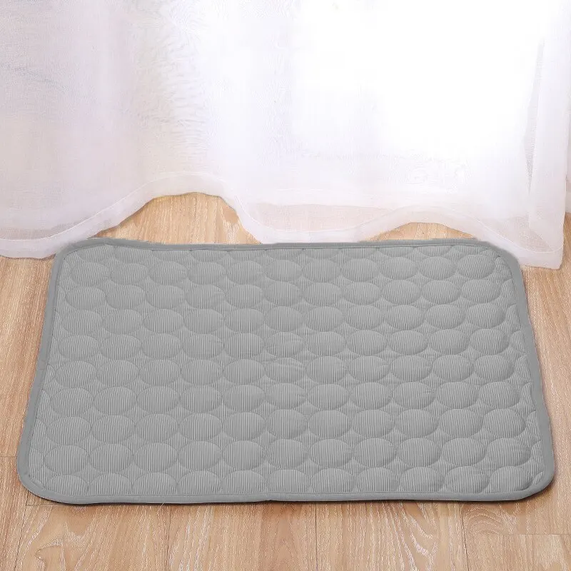 1pc Puppy Grey Ice Silk Cooling Pad Summer Cool Breathable Cooling Washable Reusable Bite Resistance Small Pet Cat Sleeping Pad