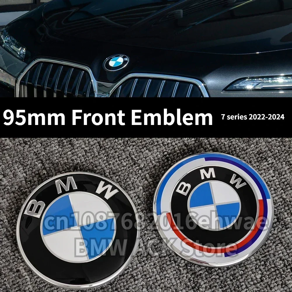 95 مللي متر 50th الذكرى الجبهة شعارات لسيارات BMW 7 Series G11 G12 2022-2024 محور السيارة مركز قبعات عجلة القيادة ملصق
