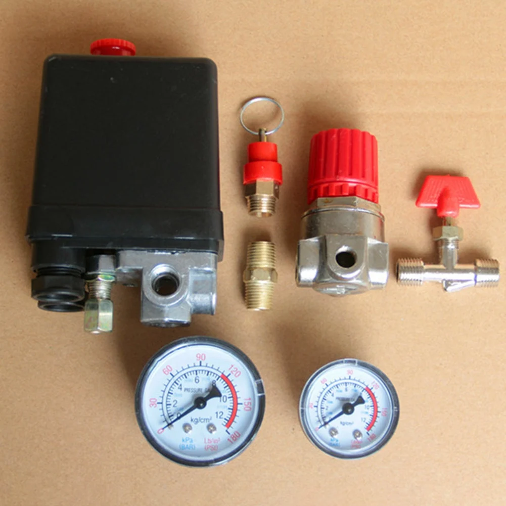 [NEWA64Z!】 With Pressure Regulating Valve Switch Assembly Control 15A 240V/AC Adjustable Air Regulator Valve Compressor Four Hol