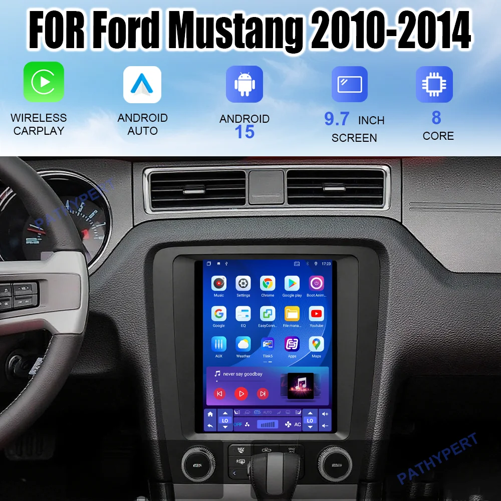 

For Ford Mustang 2010-2014 Car Multimedia Player Android 15 Stereo Radio Auto Bluetooth GPS Navigation Head Unit Carplay 4G DSP