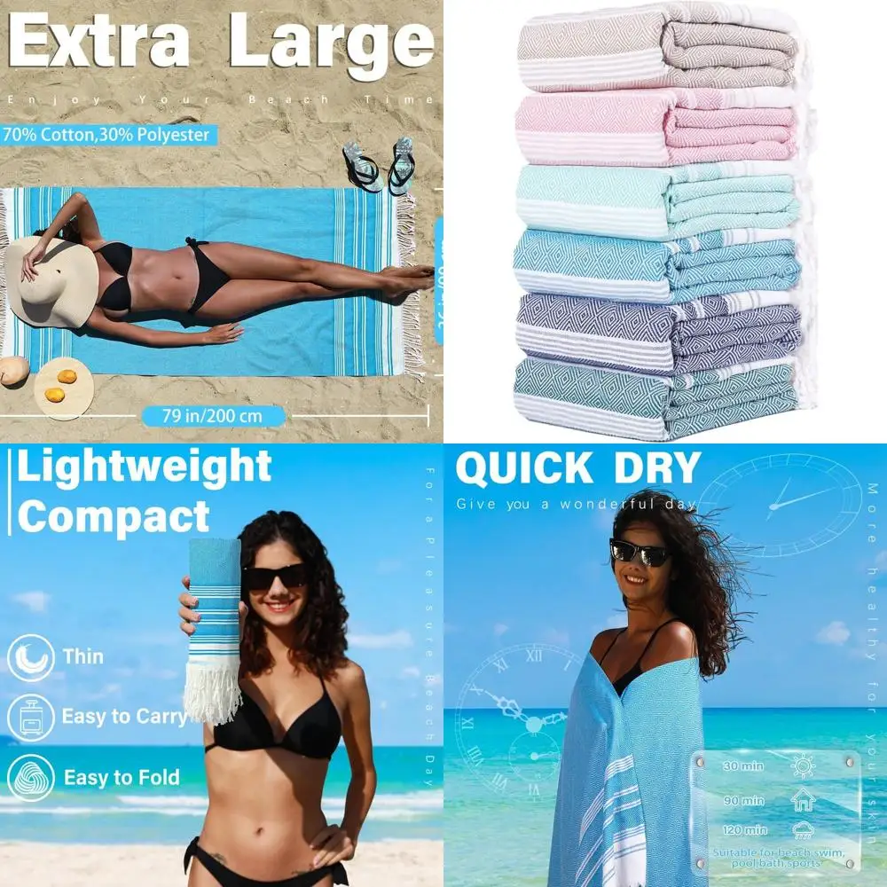 

Сверхлегкое турецкое хлопковое банное полотенце — быстросохнущее, впитывающее, большого размера для пляжа, бассейна и ванны